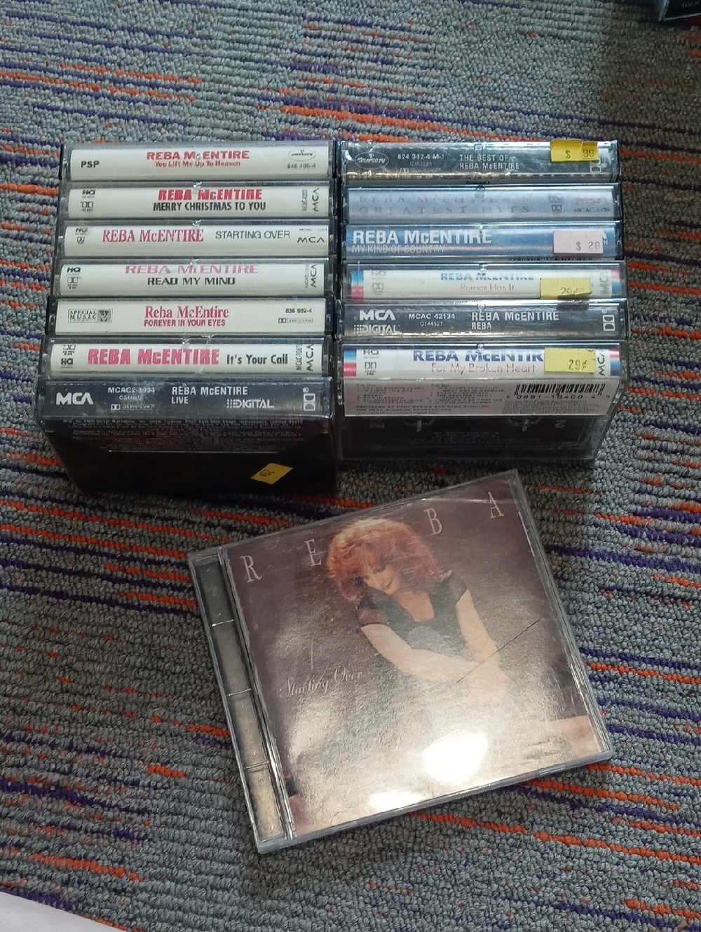 Reba McEntire Cassette & CD Lot - White, Black, Pink Labels